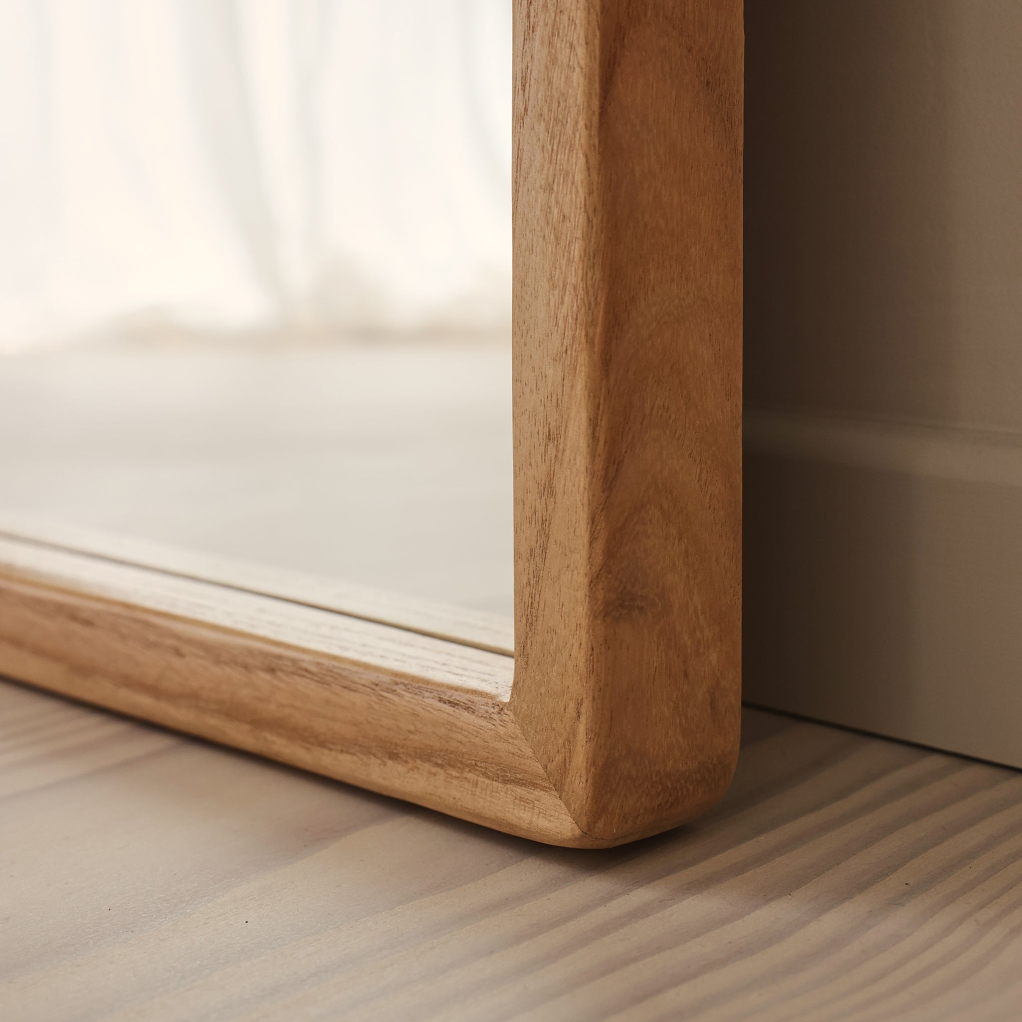 Arden - Light Wood Full Length Arched Wooden Mirror 175cm x 95cm