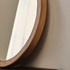 Arden - Warm Wood Round Wooden Wall Mirror 40cm x 40cm