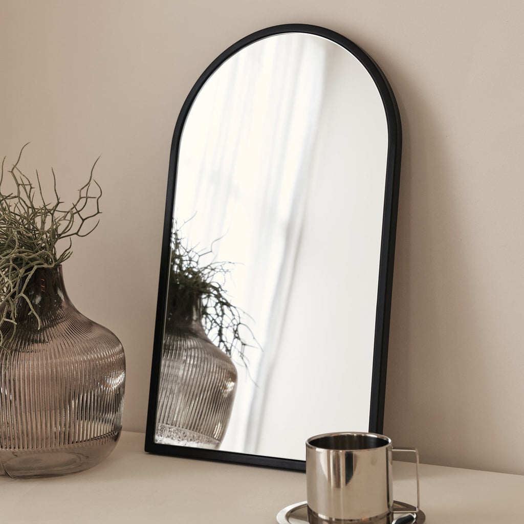 Liberty - Black Arched Metal Wall Mirror 50cm x 30cm