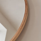 Arden - Large Light Wood Round Wooden Wall Mirror 90cm x 90cm