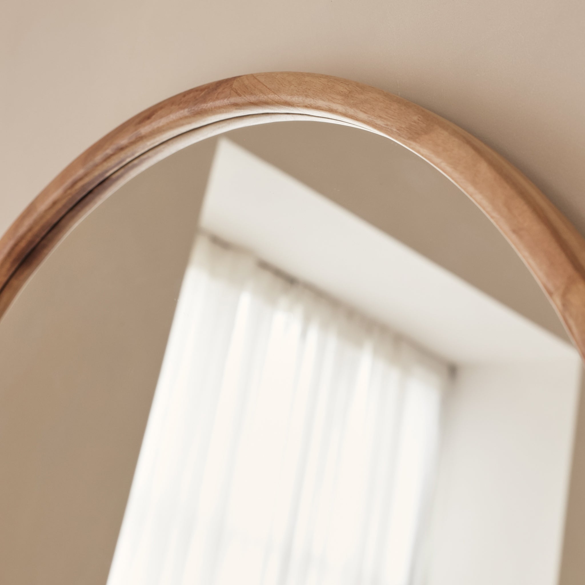 Arden - Large Light Wood Round Wooden Wall Mirror 90cm x 90cm