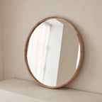 Arden - Large Light Wood Round Wooden Wall Mirror 90cm x 90cm