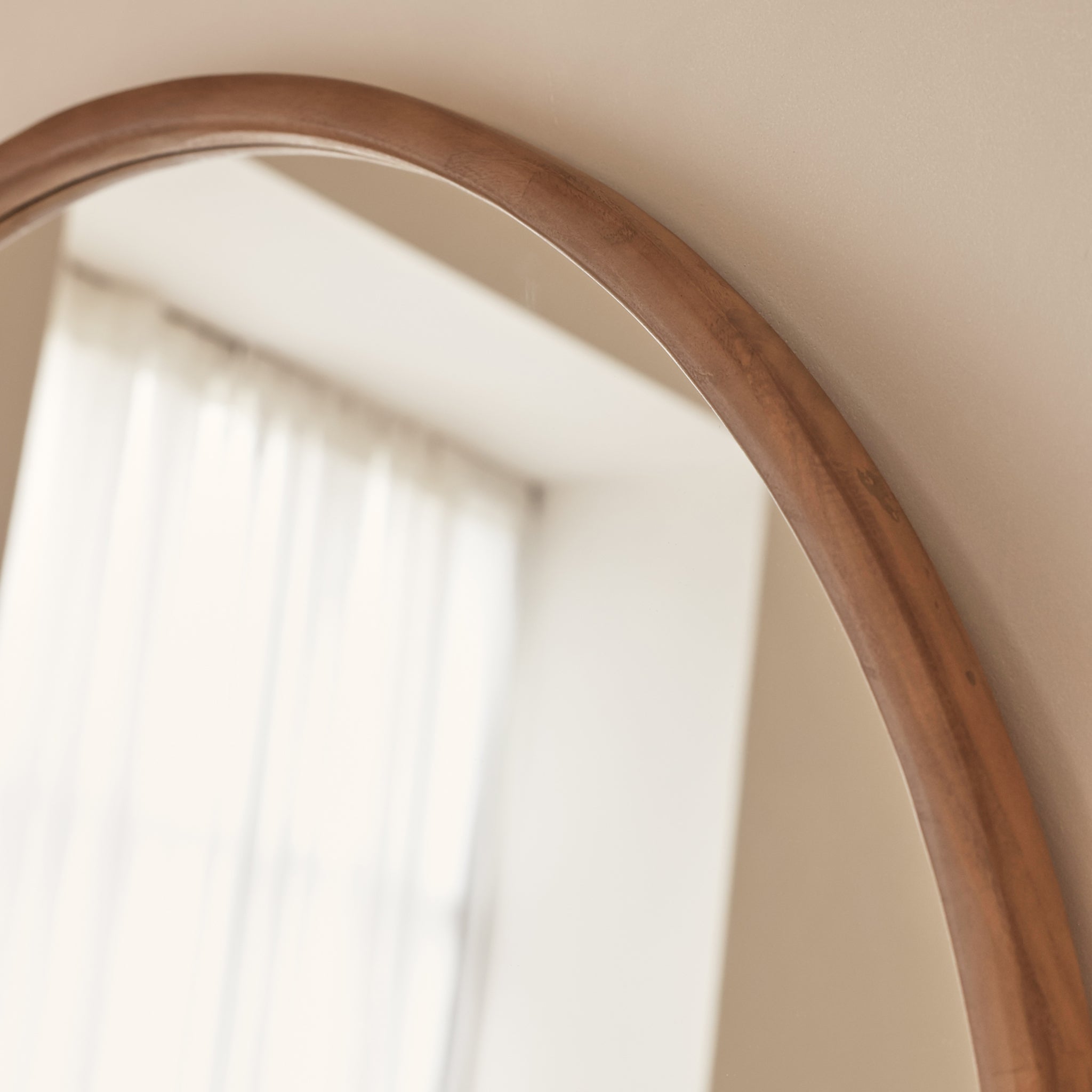 Arden - Large Warm Wood Round Wooden Wall Mirror 90cm x 90cm