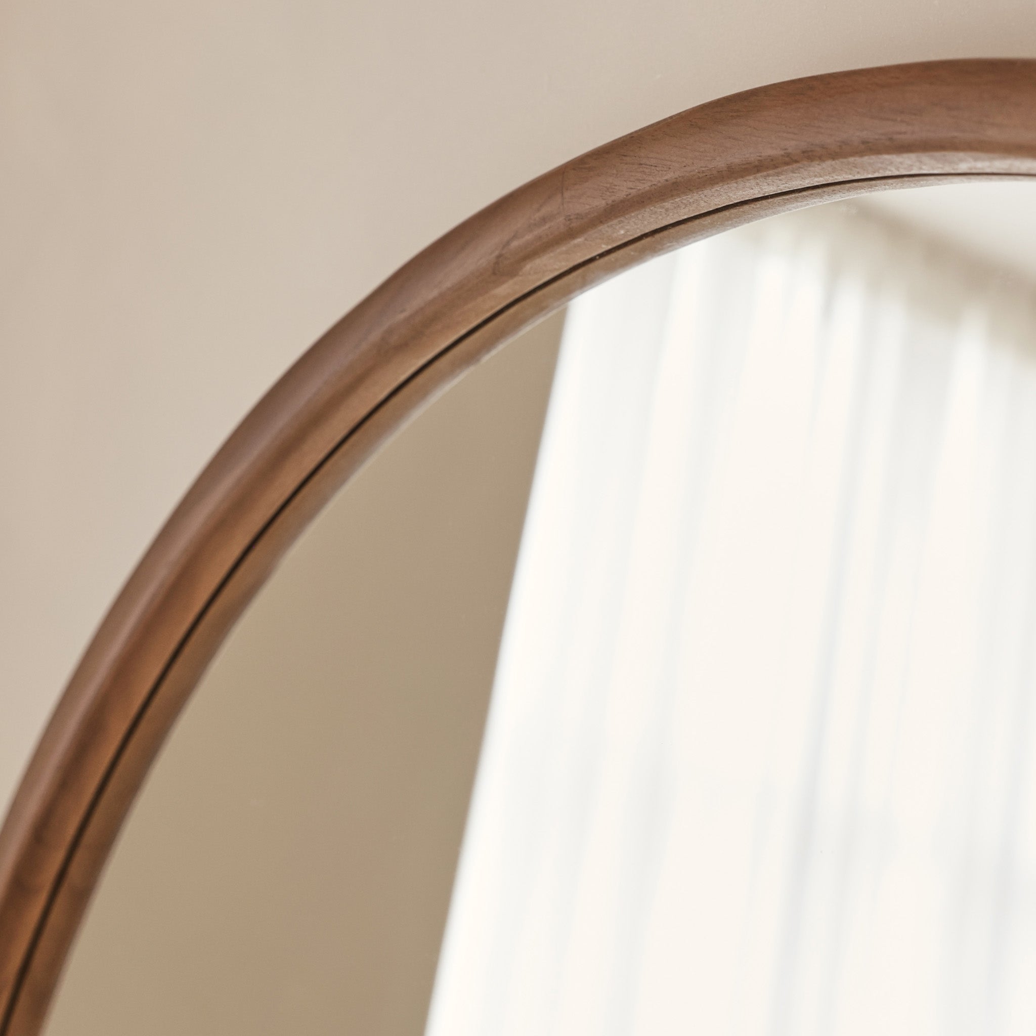 Arden - Large Warm Wood Round Wooden Wall Mirror 90cm x 90cm