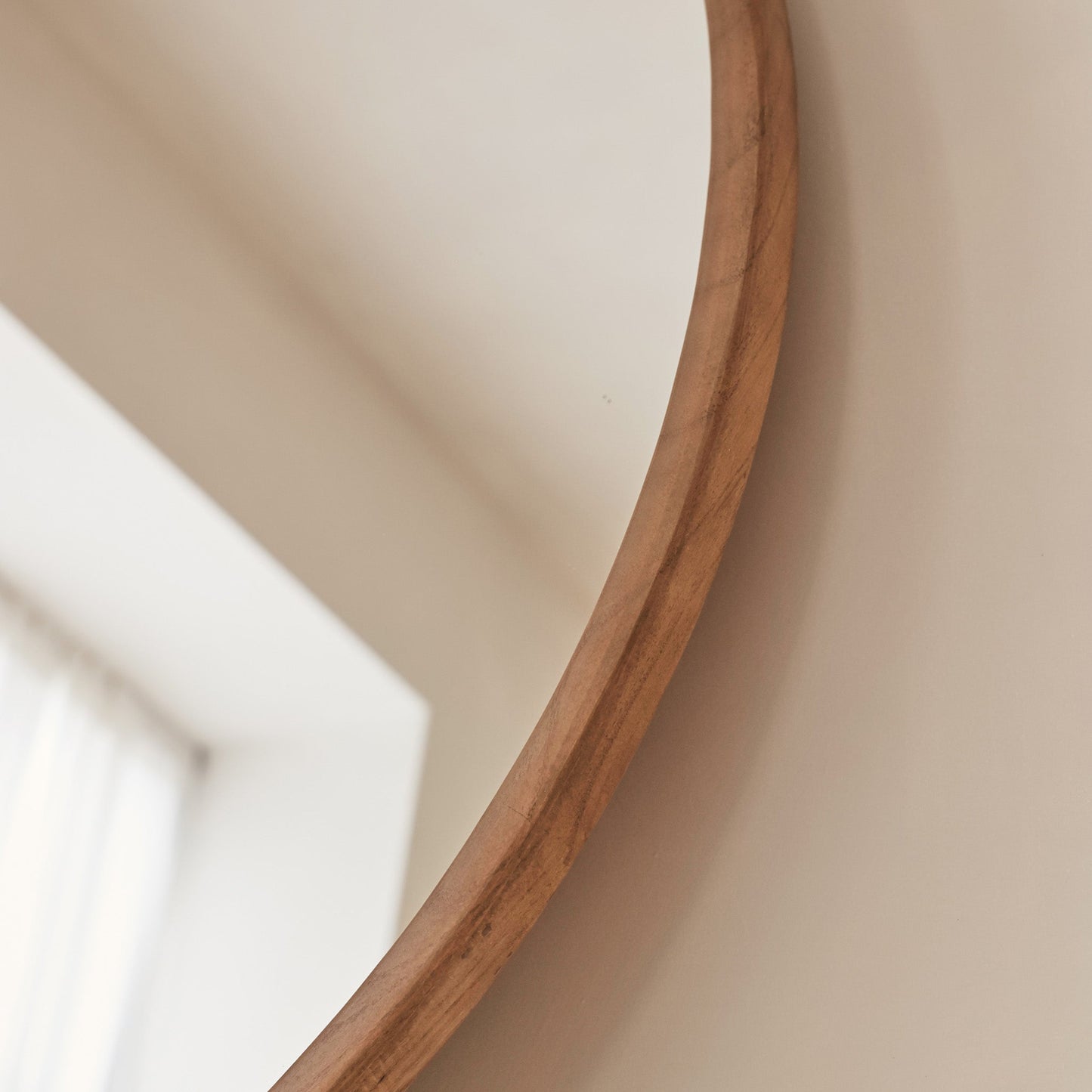 Arden - Large Warm Wood Round Wooden Wall Mirror 90cm x 90cm