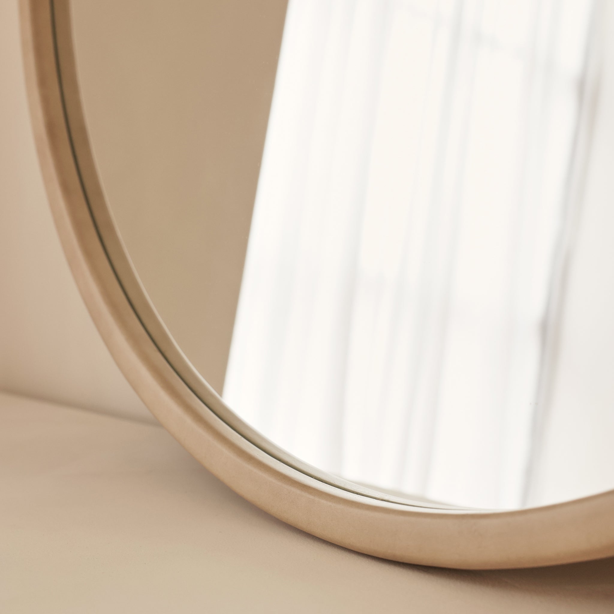 Arden - Large Concrete Round Wooden Wall Mirror 90cm x 90cm