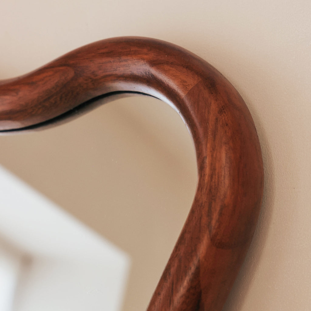 Marea - Dark Wood Wavy Retro Wall Mirror 100cm x 70cm
