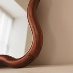 Marea - Dark Wood Wavy Retro Wall Mirror 100cm x 70cm