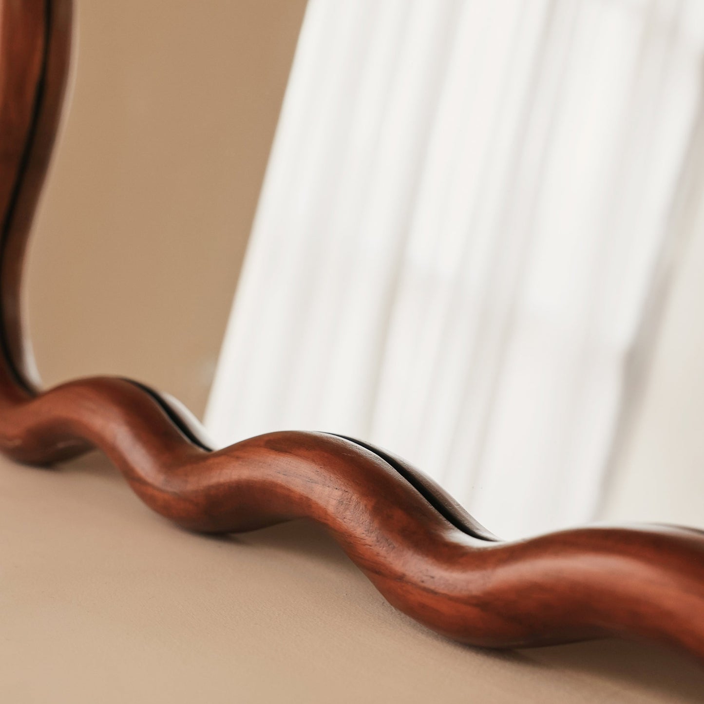 Marea - Dark Wood Wavy Retro Wall Mirror 100cm x 70cm