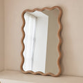 Marea - Light Wood Wavy Retro Wall Mirror 100cm x 70cm