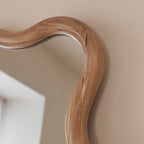 Marea - Light Wood Wavy Retro Wall Mirror 100cm x 70cm