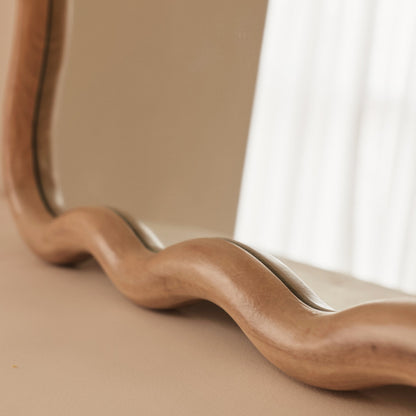 Marea - Light Wood Wavy Retro Wall Mirror 100cm x 70cm