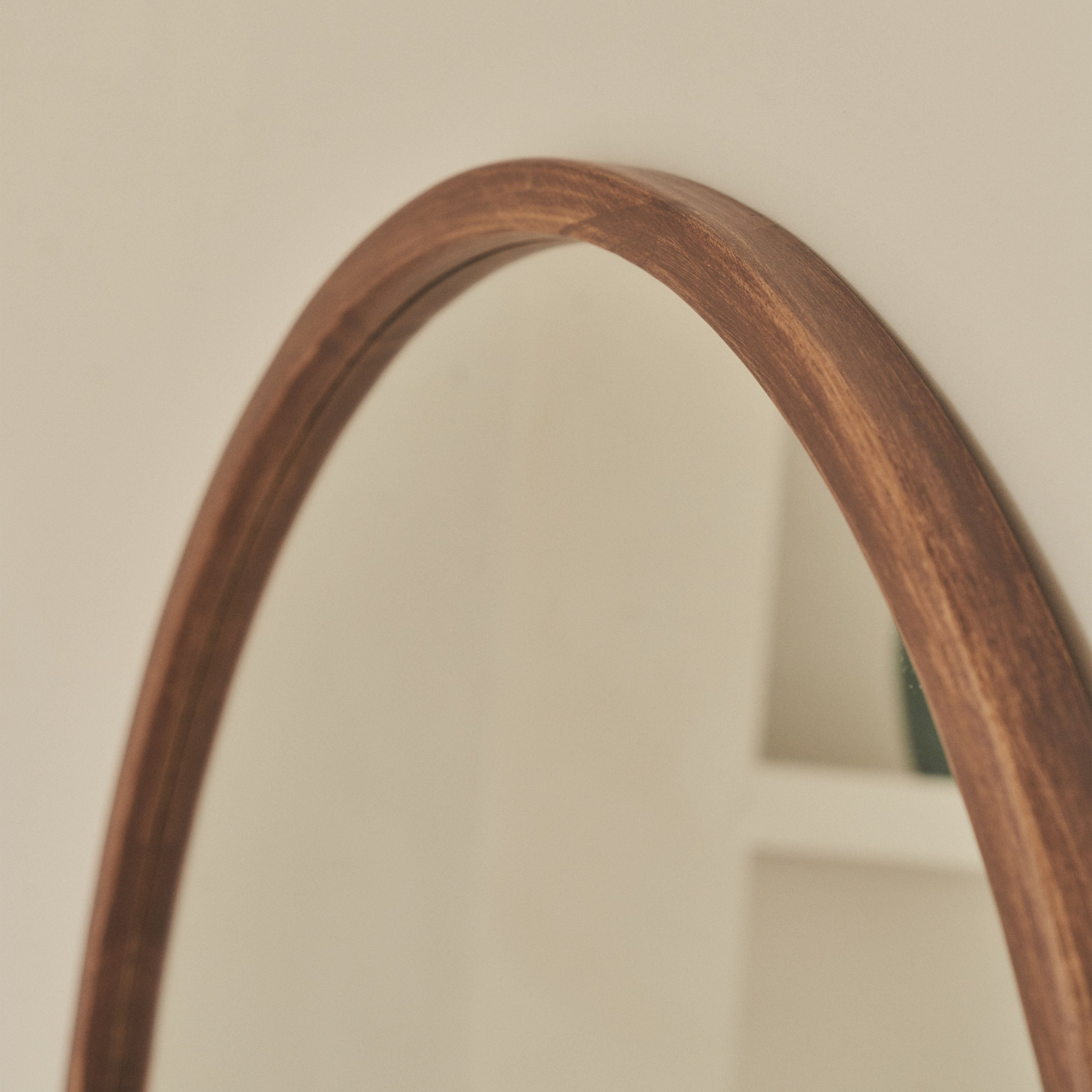 Arden - Large Dark Wood Round Wooden Wall Mirror 90cm x 90cm