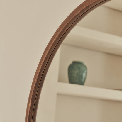 Arden - Large Dark Wood Round Wooden Wall Mirror 90cm x 90cm