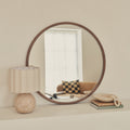 Arden - Large Dark Wood Round Wooden Wall Mirror 90cm x 90cm