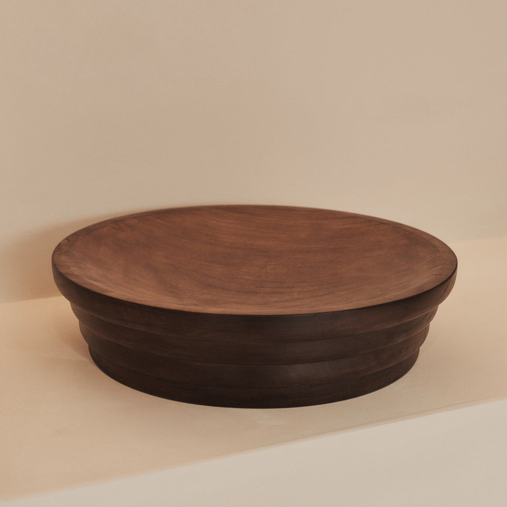 Luciana - Dark Wood Ribbed Bowl 40cm