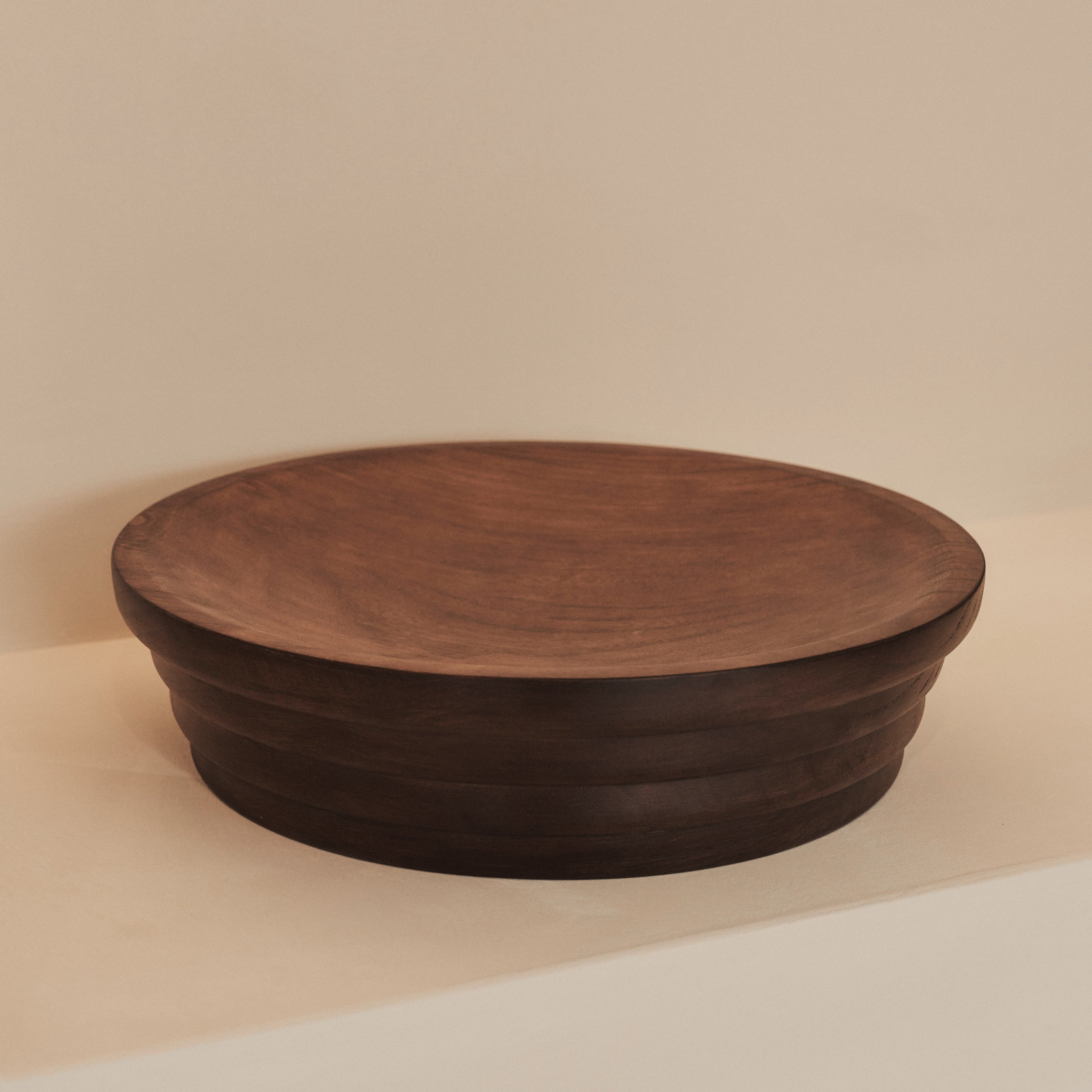 Luciana - Dark Wood Ribbed Bowl 40cm