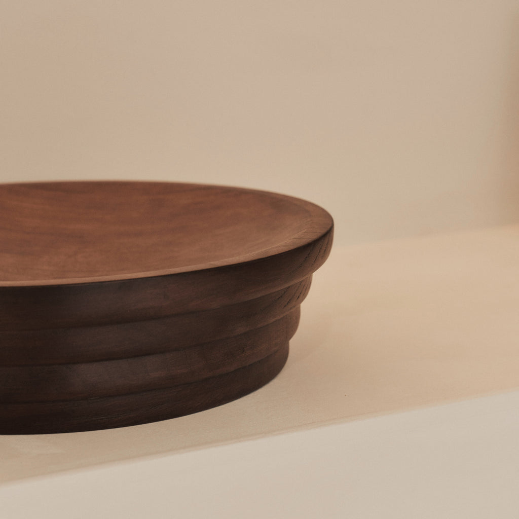 Luciana - Dark Wood Ribbed Bowl 40cm