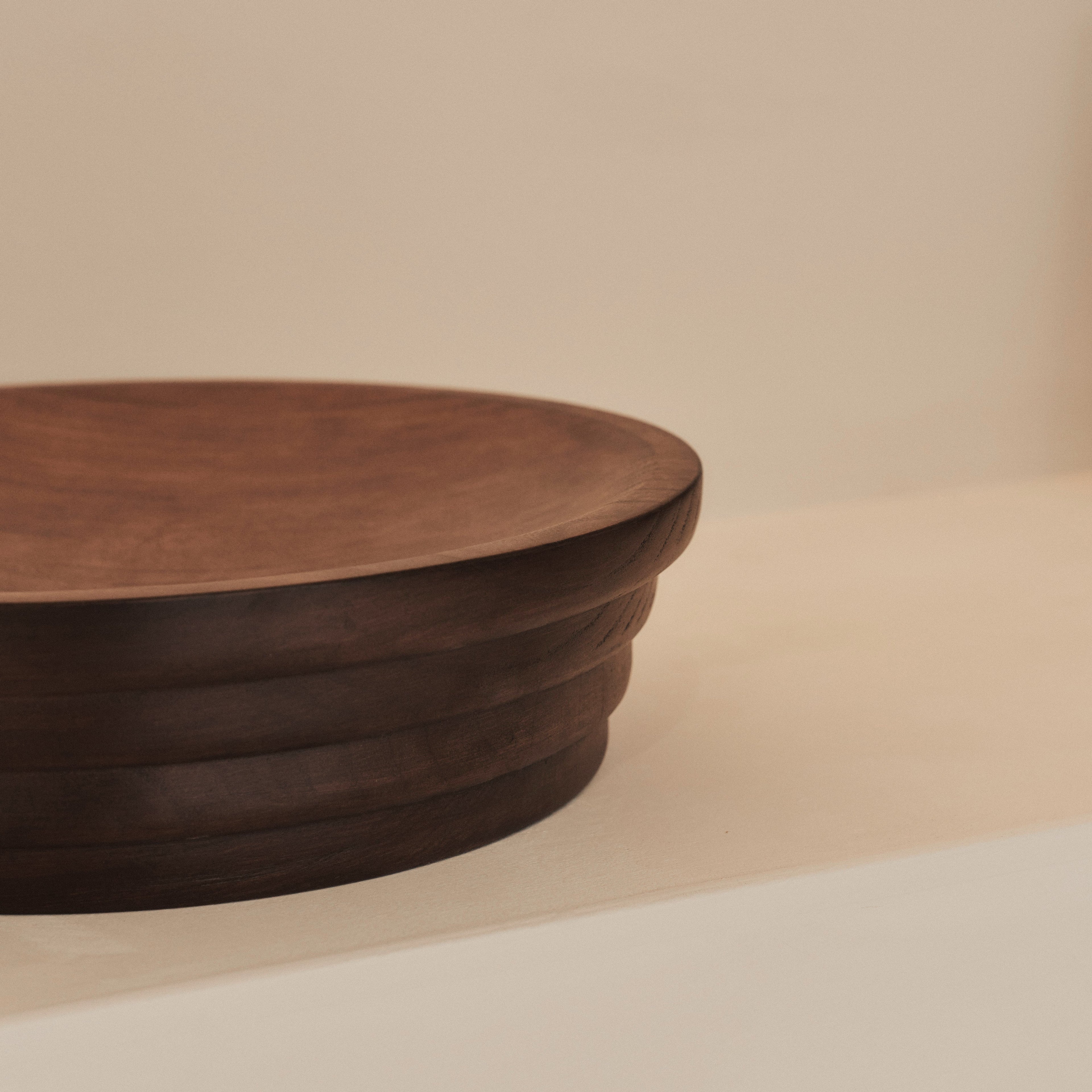 Luciana - Dark Wood Ribbed Bowl 40cm