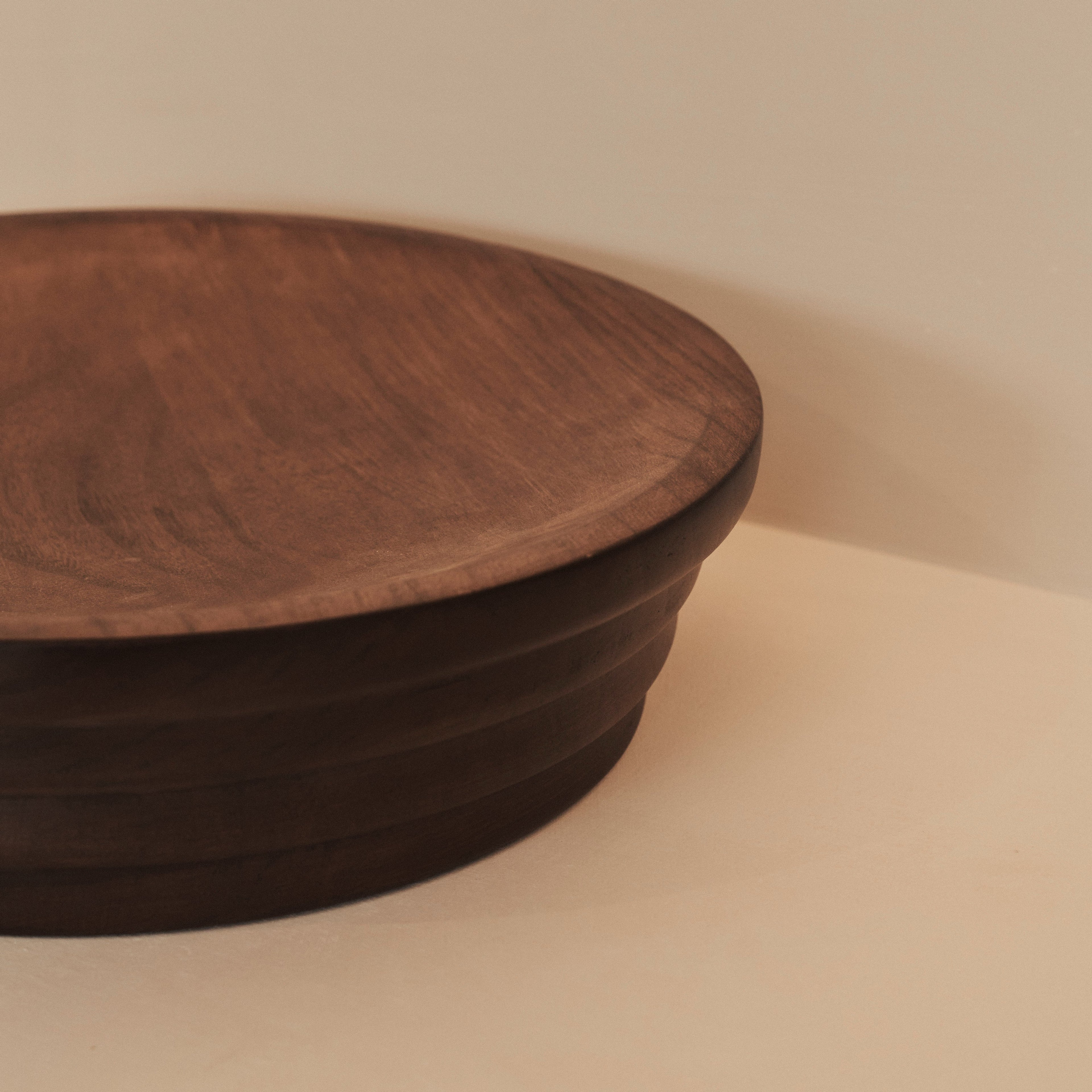 Luciana - Dark Wood Ribbed Bowl 40cm