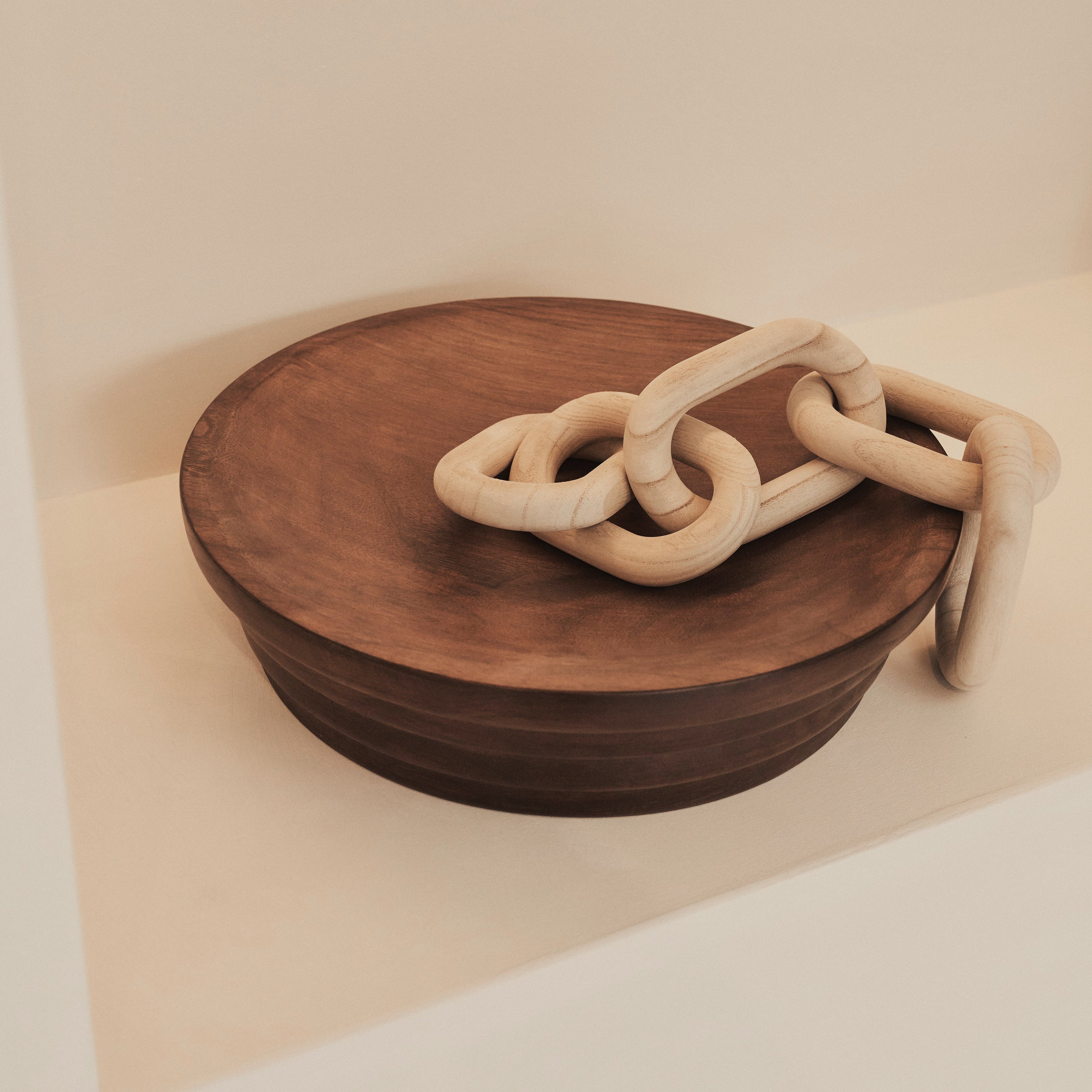 Luciana - Dark Wood Ribbed Bowl 40cm