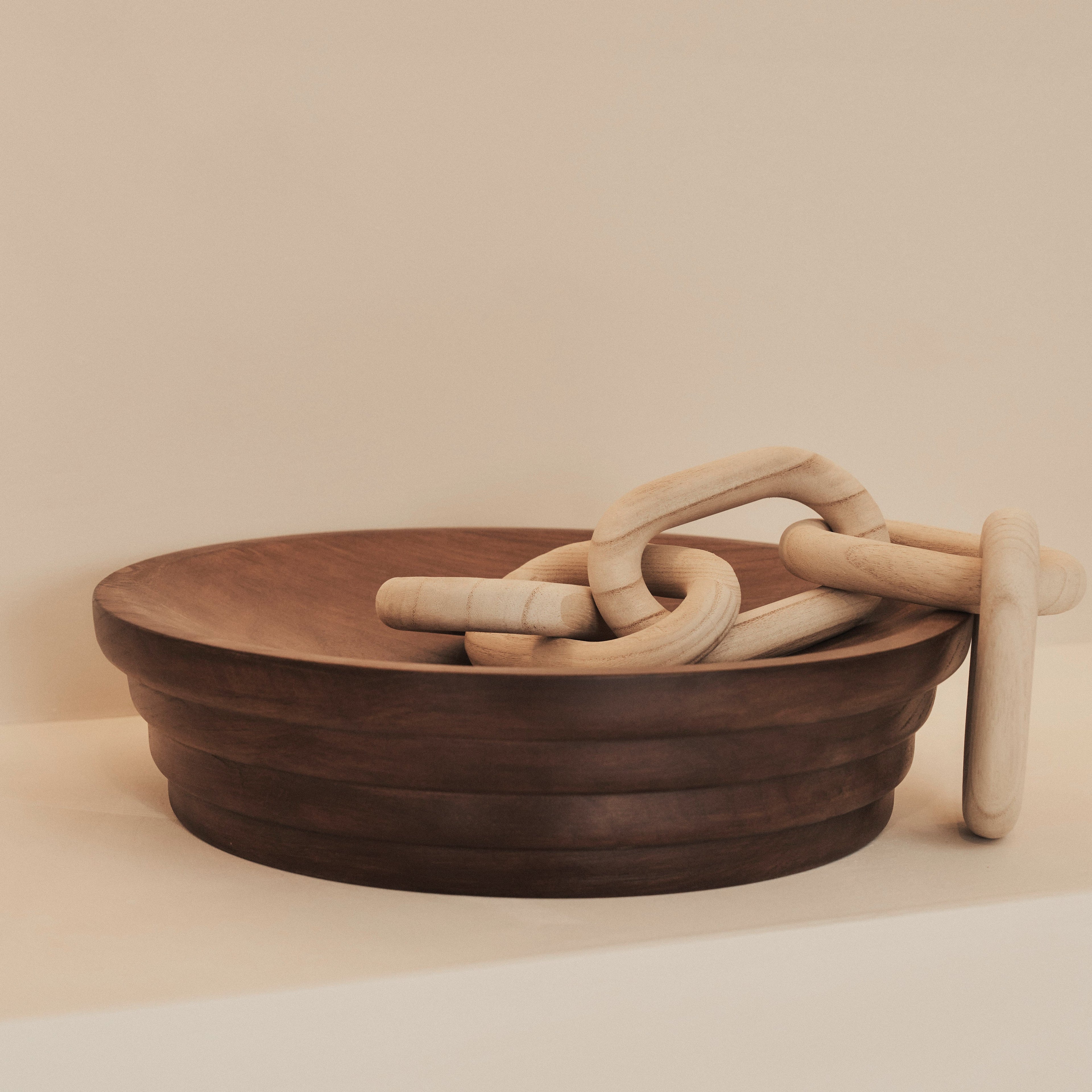 Luciana - Dark Wood Ribbed Bowl 40cm