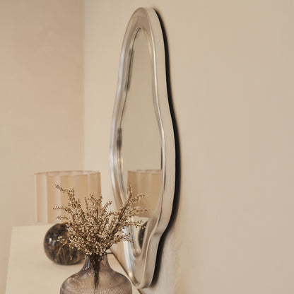 Riva - Brushed Chrome Pond Shaped Irregular Mirror 120cm x 90cm