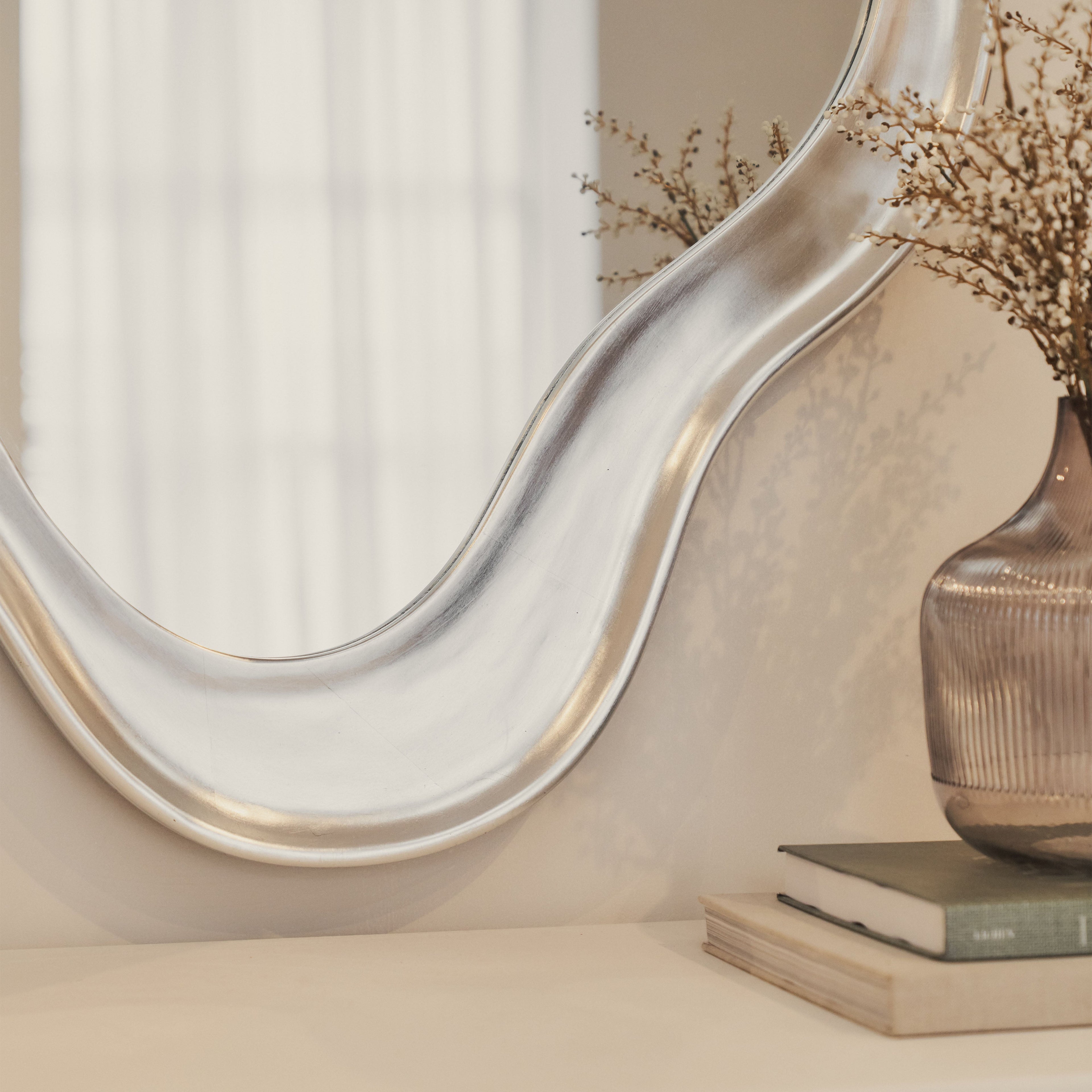 Riva - Brushed Chrome Pond Shaped Irregular Mirror 120cm x 90cm