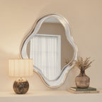 Riva - Brushed Chrome Pond Shaped Irregular Mirror 120cm x 90cm