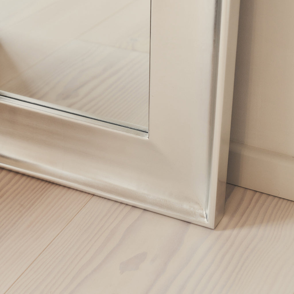 Porta - Full Length Arched Brushed Chrome Large Mirror 180cm x 90cm