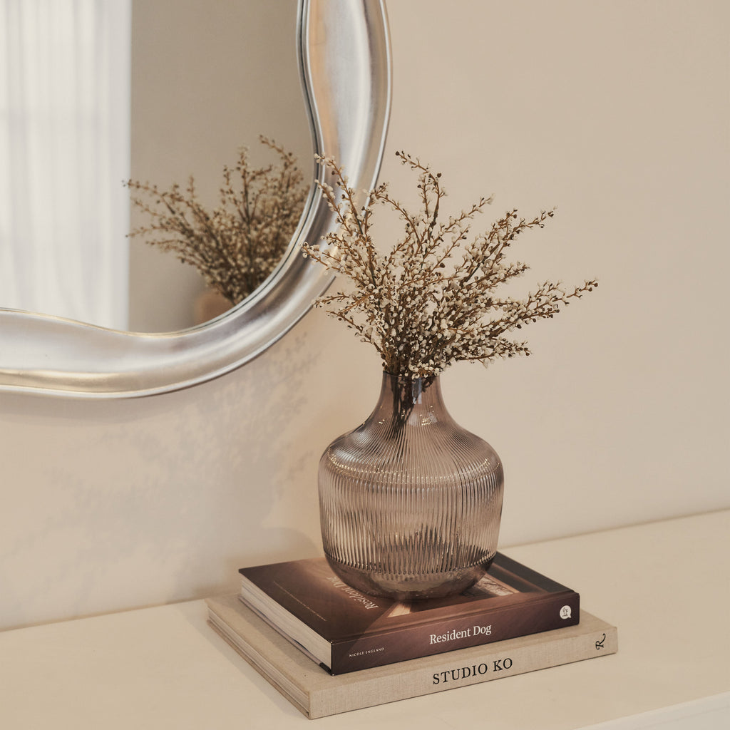 Riva - Brushed Chrome Pond Shaped Irregular Mirror 90cm x 85cm