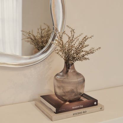 Riva - Brushed Chrome Pond Shaped Irregular Mirror 90cm x 85cm