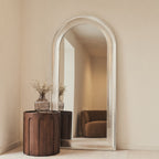 Porta - Full Length Arched Brushed Chrome Large Mirror 180cm x 90cm