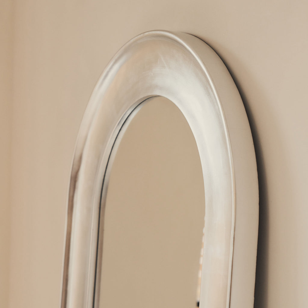 Porta - Full Length Arched Brushed Chrome Large Mirror 180cm x 70cm