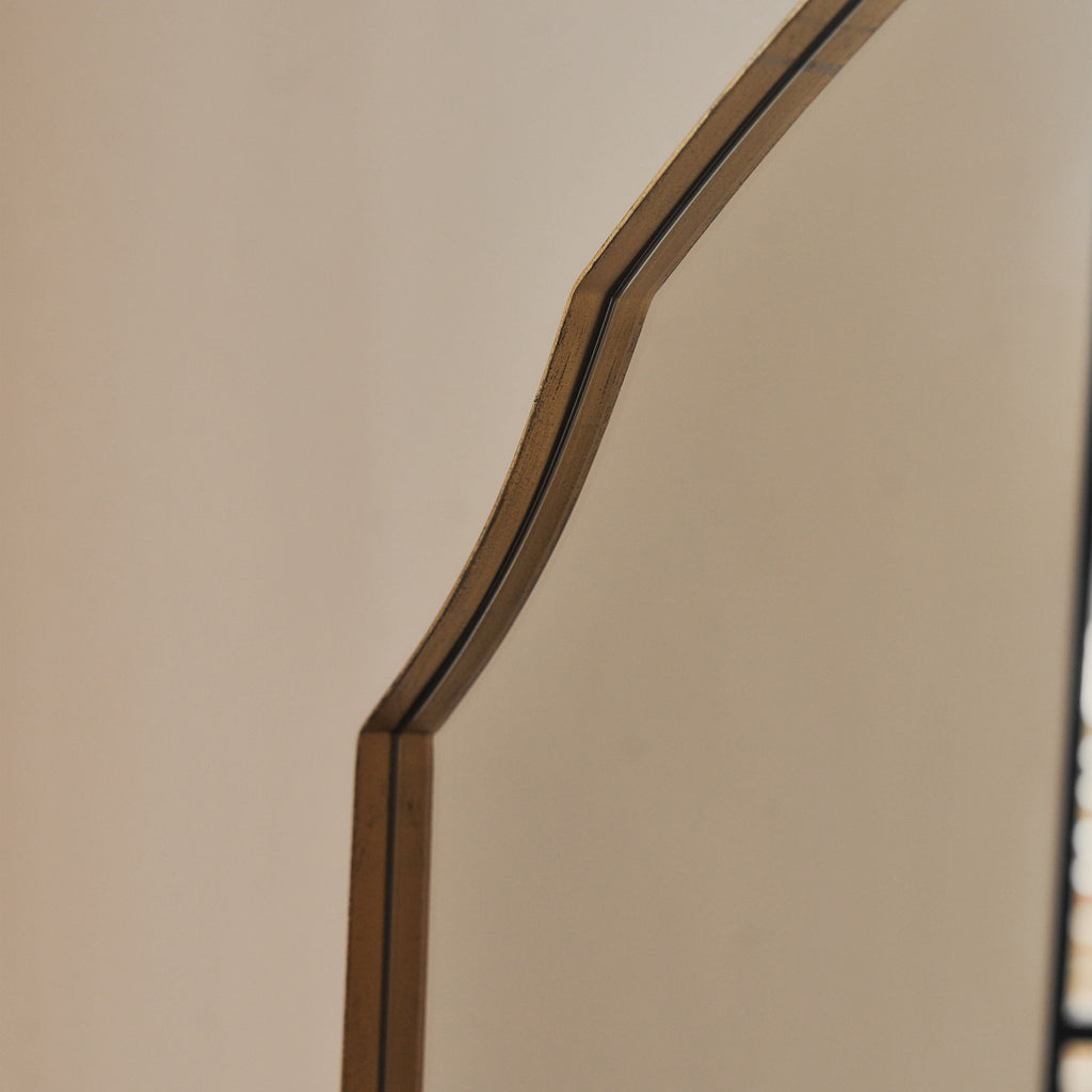 Isla - Gold Wide Arched Metal Overmantle Wall Mirror 120cm x 90cm
