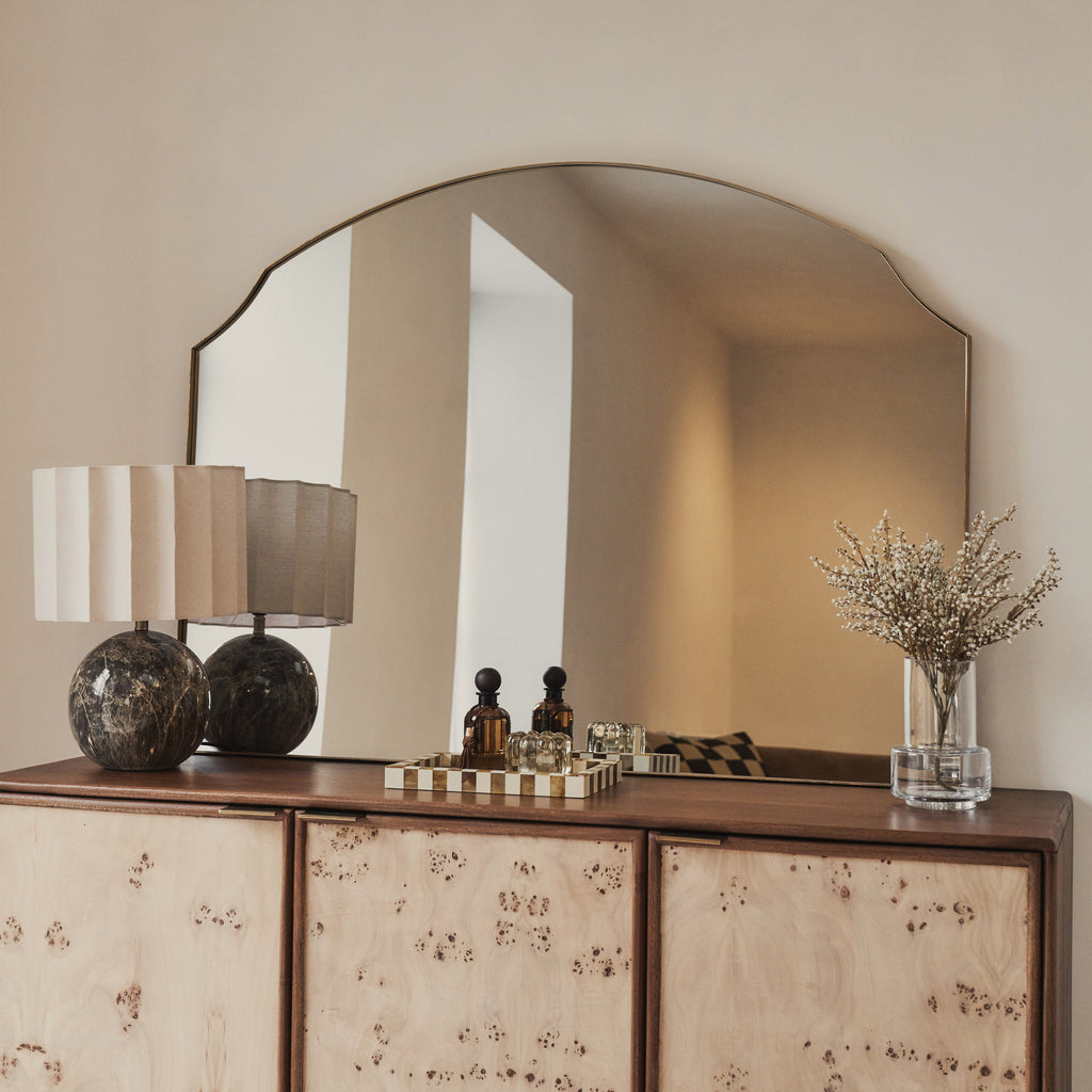 Isla - Gold Wide Arched Metal Overmantle Wall Mirror 120cm x 90cm