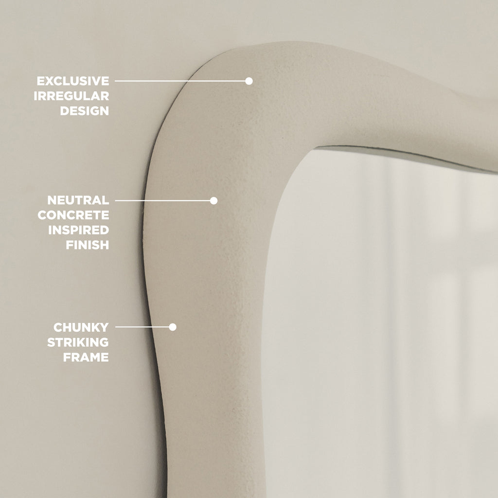 Wabi-Sabi - Large Concrete Irregular Wall Mirror 119cm x 76cm