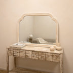 Elena - White Washed Wood Arched Overmantle Mirror 100cm x 75cm