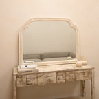 Elena - White Washed Wood Arched Overmantle Mirror 100cm x 75cm