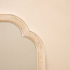 Elena - White Washed Wood Arched Overmantle Mirror 100cm x 75cm