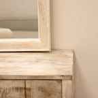Elena - White Washed Wood Arched Overmantle Mirror 100cm x 75cm