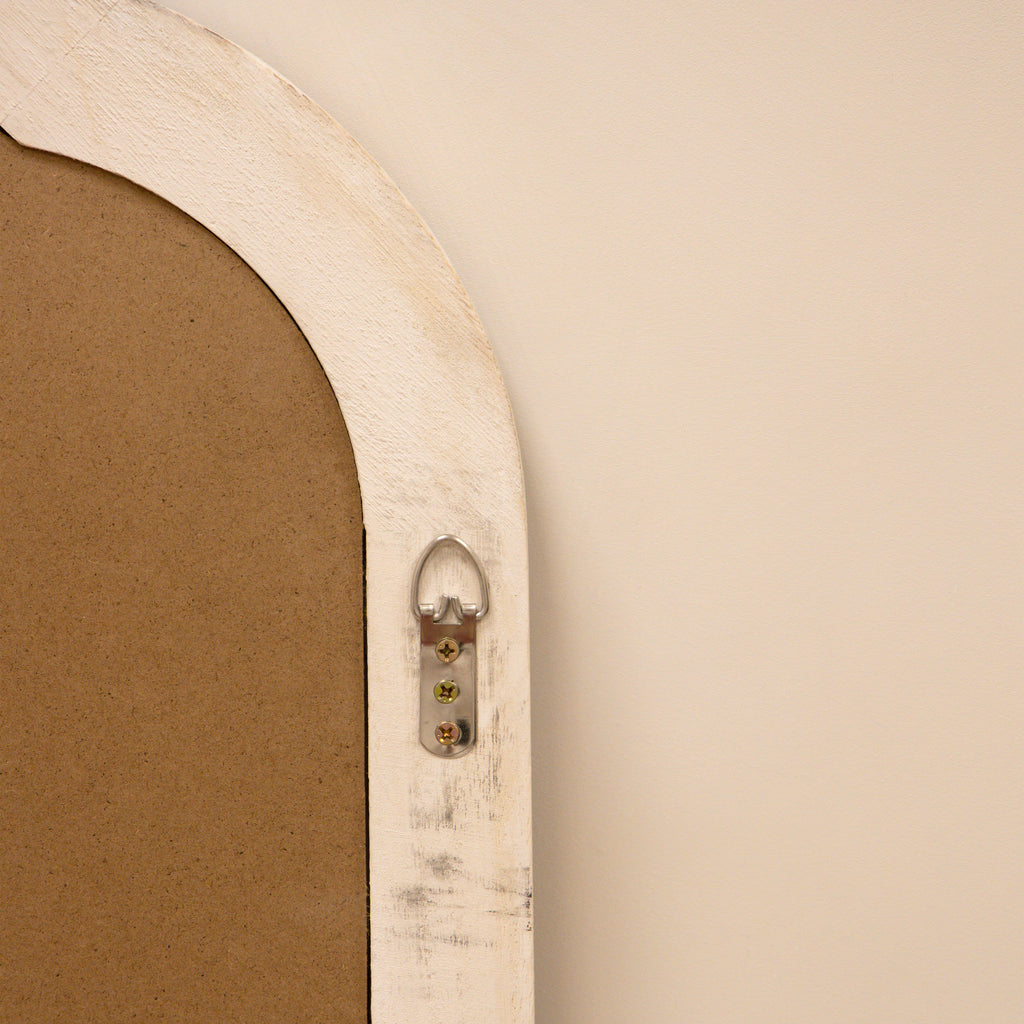 Elena - White Washed Wood Arched Overmantle Mirror 100cm x 75cm