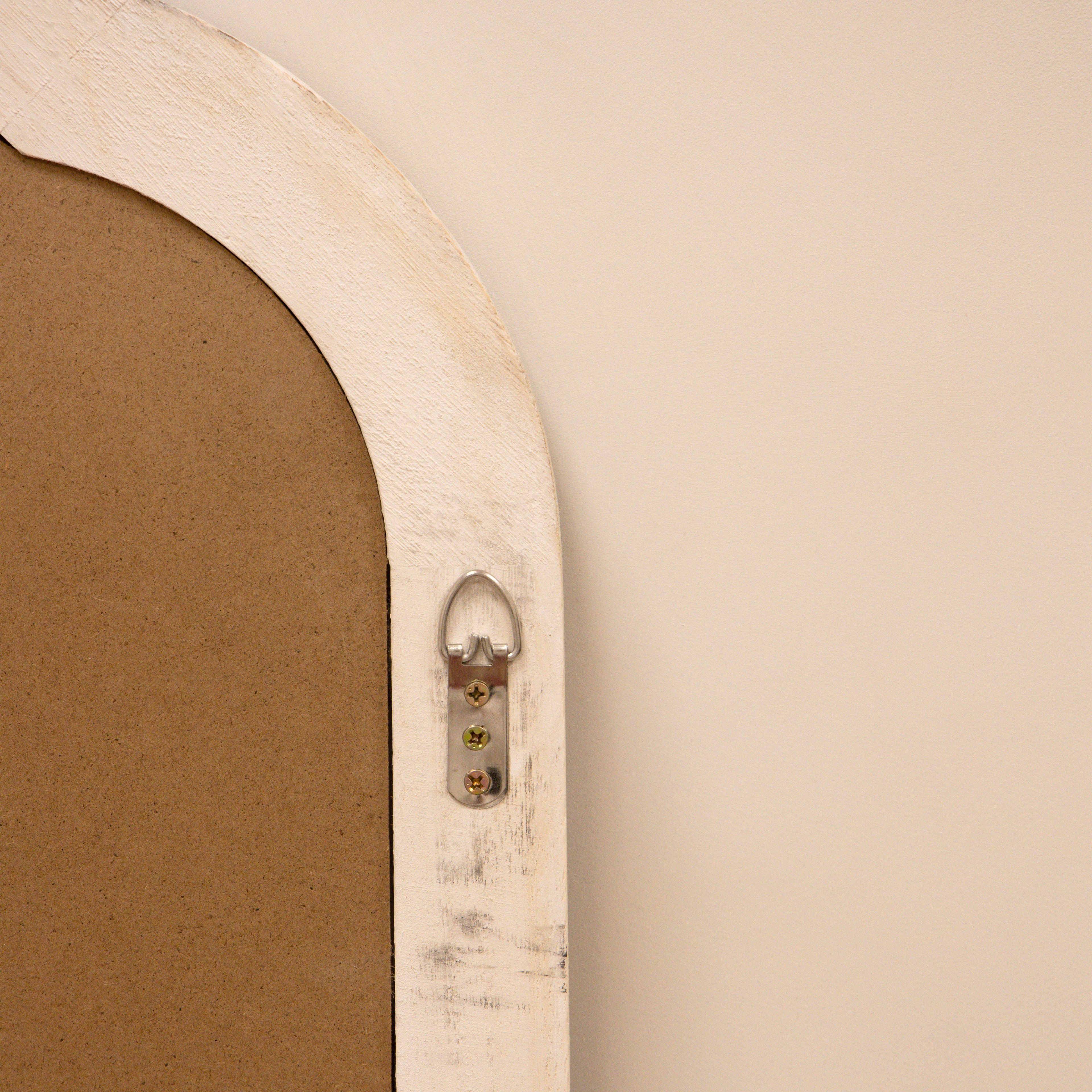 Elena - White Washed Wood Arched Overmantle Mirror 100cm x 75cm
