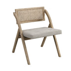 Bordon Natural Cane Rattan Folding Chair with Grey Upholstered Seat