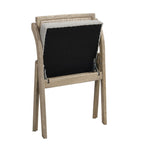 Bordon Natural Cane Rattan Folding Chair with Grey Upholstered Seat