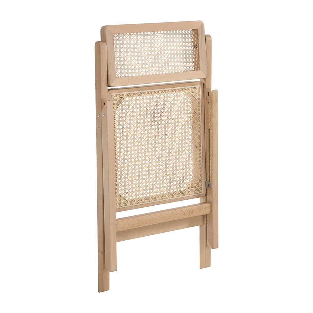 Frances Set of 2 Folding Cane Rattan Chairs, Natural Colour