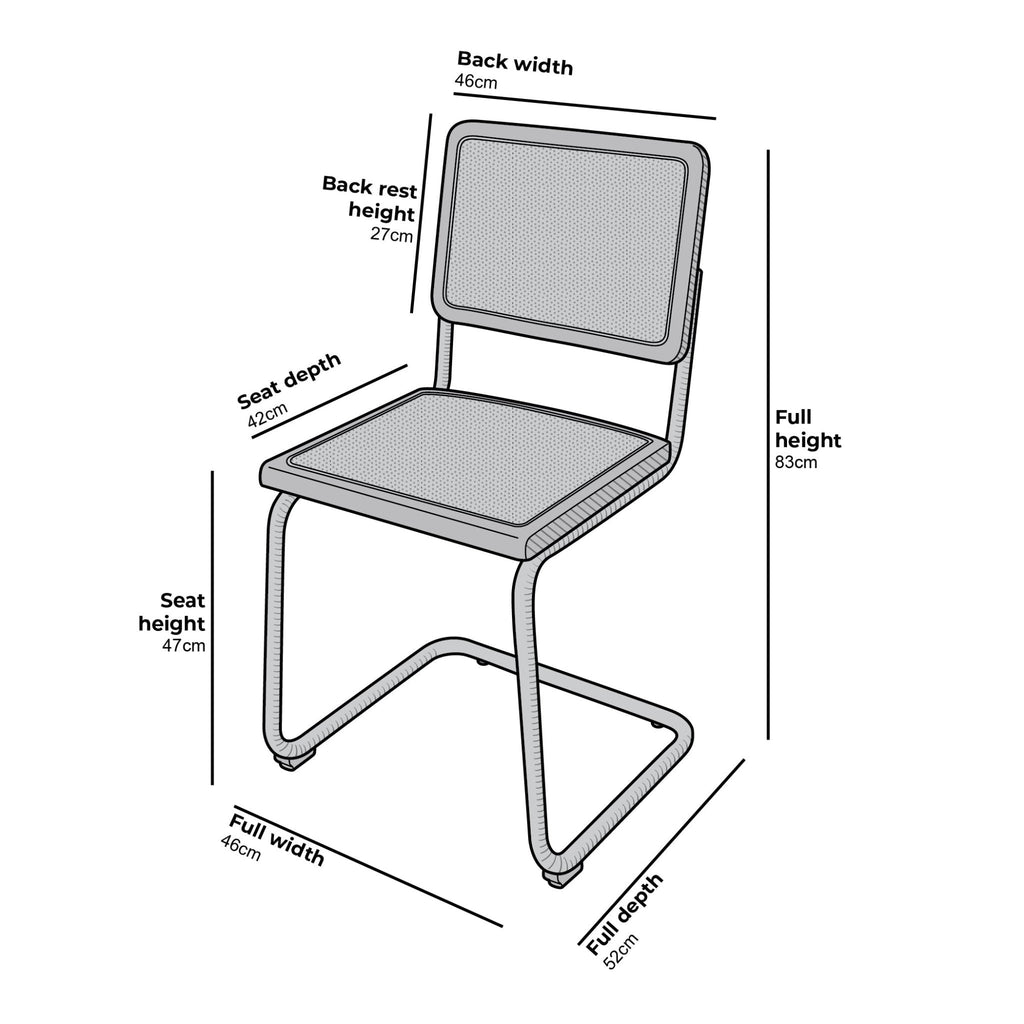 Cosenza Pair of 2 Dining Chairs, Cane & Chrome (Natural)