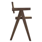 Jeanne Dark Walnut Cane Rattan Solid Beech Wood Counter Stool