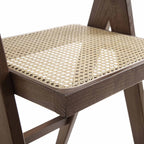 Jeanne Dark Walnut Cane Rattan Solid Beech Wood Counter Stool