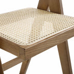 Jeanne Light Walnut Cane Rattan Solid Beech Wood Counter Stool